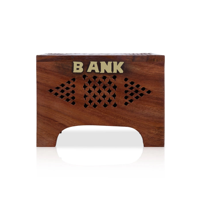 Money Coin Box - 4 x 6 Inches | Rectangle Shape Cash Box / Jali work design/ Wooden Money Box