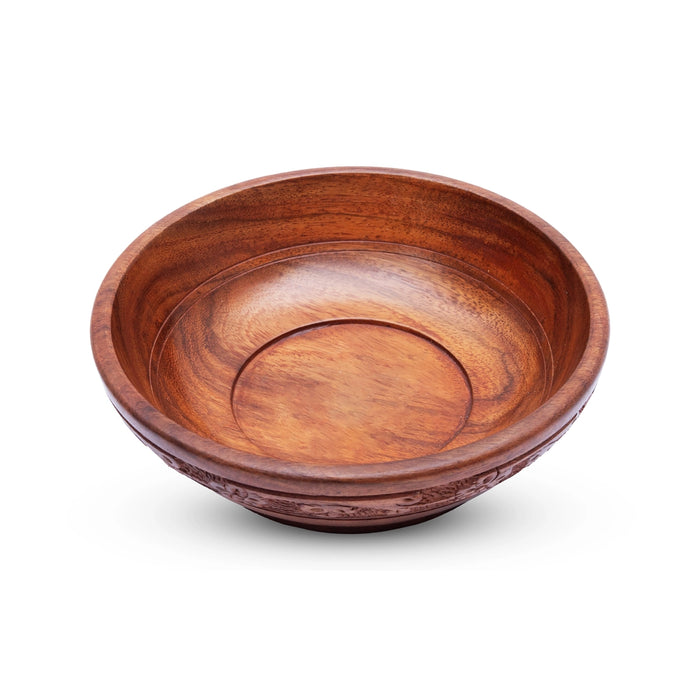 Wooden Bowl - 2 x 7 Inches | Serving Bowl/ Cup/ Salad Bowl/ Fruit Bowl for Home
