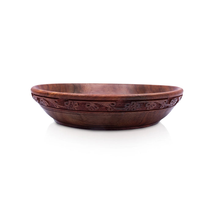 Carved Bowl - 9 Inches | Serving Bowl/ Wooden Bowl/ Kitchen Cup/ Wooden Cup