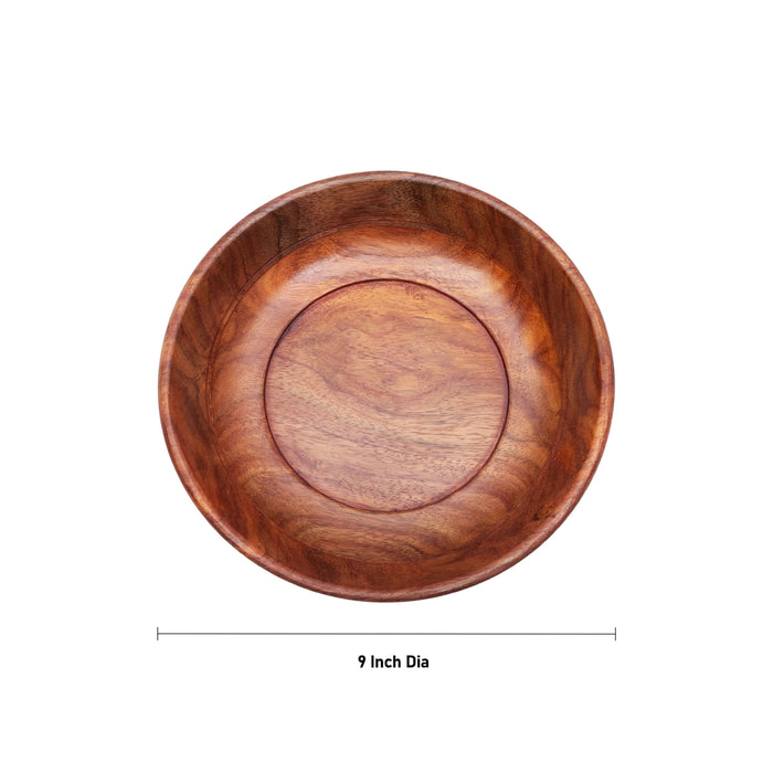 Carved Bowl - 9 Inches | Serving Bowl/ Wooden Bowl/ Kitchen Cup/ Wooden Cup