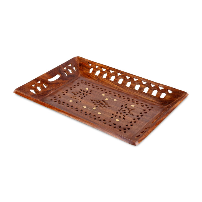Fruit Tray - 1.5 x 12.5 Inches | Jali work Design Serving plate / Wooden Tray for Home