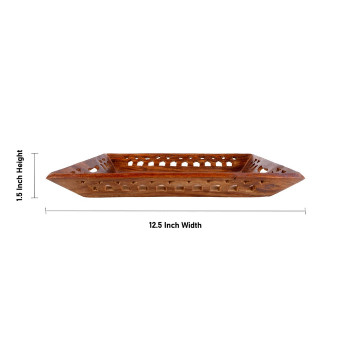 Fruit Tray - 1.5 x 12.5 Inches | Jali work Design Serving plate / Wooden Tray for Home