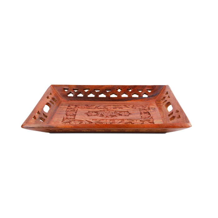 Wooden Tray - 1.5 x 10 x 8 Inches | Kitchen Tray/ Engraved Decorative Plate/ Serving Tray for Home
