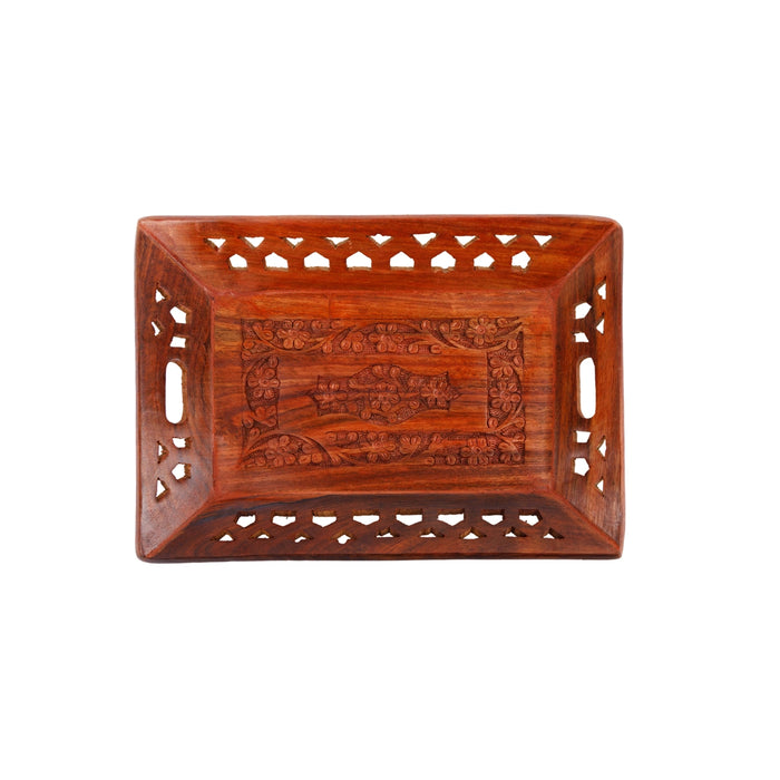 Wooden Tray - 1.5 x 10 x 8 Inches | Kitchen Tray/ Engraved Decorative Plate/ Serving Tray for Home
