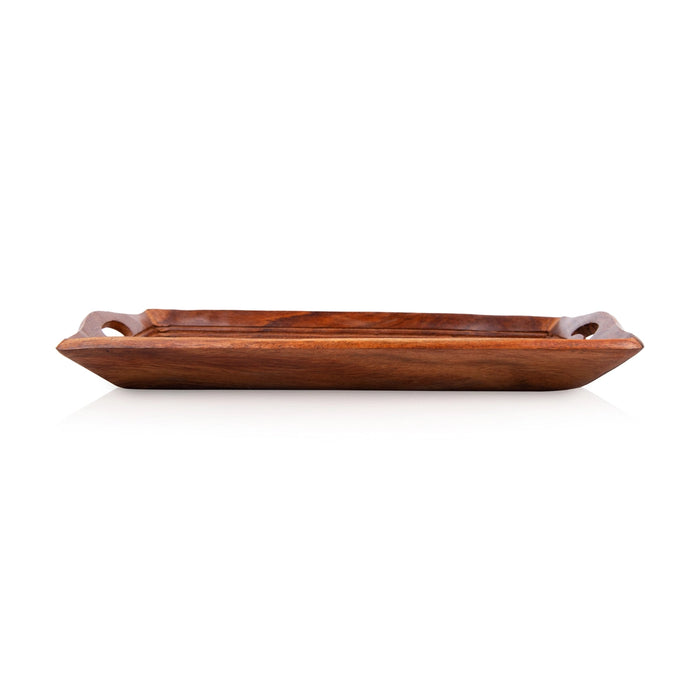 Wooden Tray With Handle - 1.5 x 12 x 6 Inches | Kitchen Tray/ Jali Design Serving Tray for Home