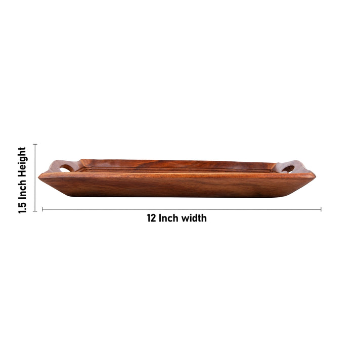 Wooden Tray With Handle - 1.5 x 12 x 6 Inches | Kitchen Tray/ Jali Design Serving Tray for Home