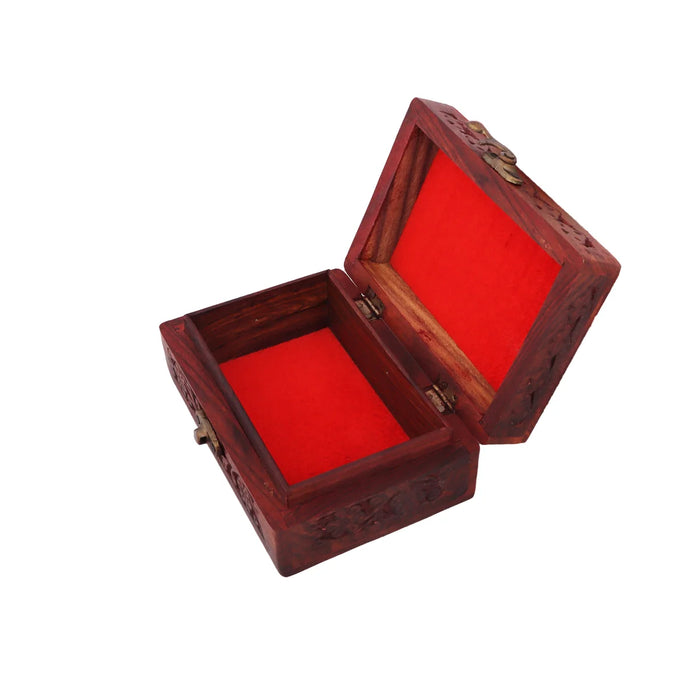 Wooden Box - 2 x 6 Inches | Wooden Jewellery Box/ Brass Work Wooden Storage Box for Women