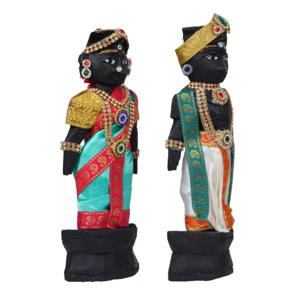 Wood Marapachi Bommai With Alankaram- 8 Inch | Giri Golu Doll/ Pair/ Gifts/ Navratri Bommai