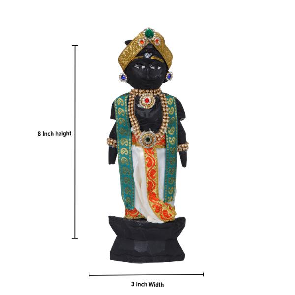 Wood Marapachi Bommai With Alankaram- 8 Inch | Giri Golu Doll/ Pair/ Gifts/ Navratri Bommai