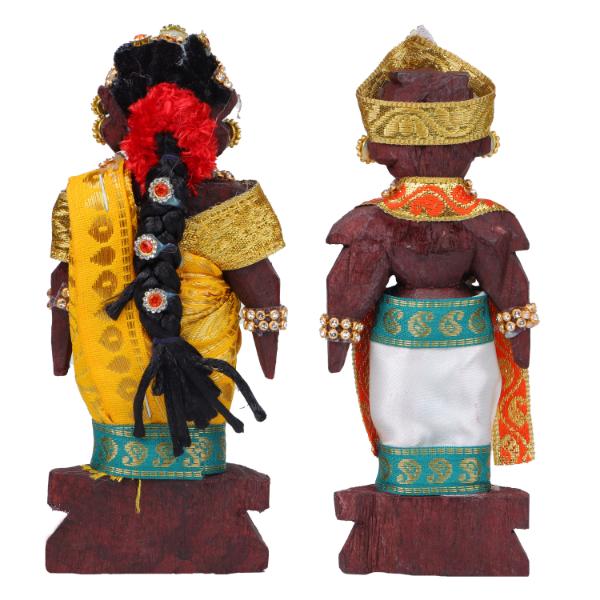 Decorative Marapachi Bommai Pair - 6 X 3 Inches | Marapachi Doll/ Kolu Bommai/ Wood Sculpture For Golu Display