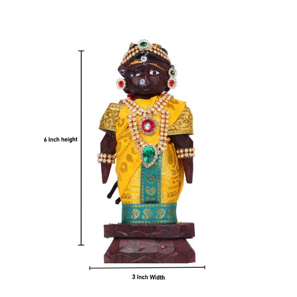 Decorative Marapachi Bommai Pair - 6 X 3 Inches | Marapachi Doll/ Kolu Bommai/ Wood Sculpture For Golu Display