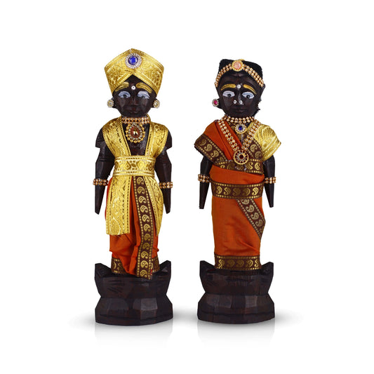 Marapachi Bommai - 11 x 3.5 Inches | Giri Golu Statue/ Decorated Marapachi Doll/ Wooden Statue for Marriage