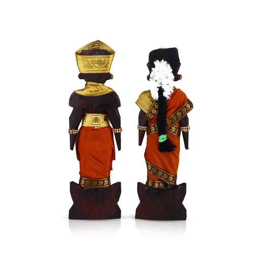 Marapachi Bommai - 11 x 3.5 Inches | Giri Golu Statue/ Decorated Marapachi Doll/ Wooden Statue for Marriage