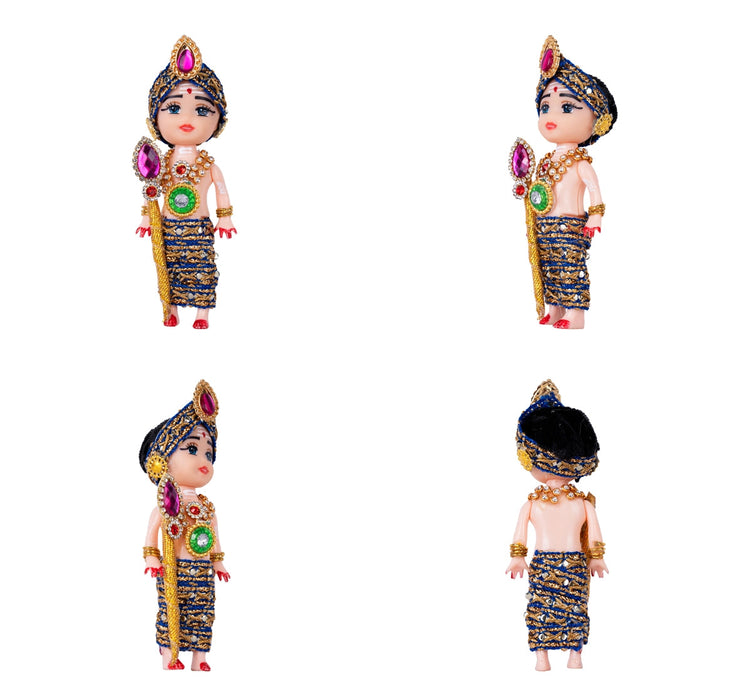 Baby Murugan Statue With Vel- 4.5 X 1.5 Inches | Multicolour Stone Murugan Silai/Plastic Kartikeya Statue For Pooja