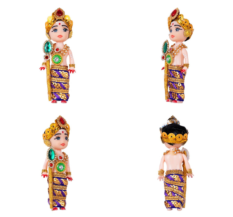 Baby Murugan Statue With Vel- 4.5 X 1.5 Inches | Multicolour Stone Murugan Silai/Plastic Kartikeya Statue For Pooja