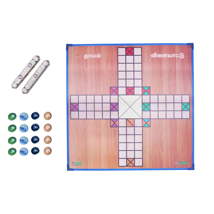 Thayam Game Board - 18 x 18 Inches | Pagade Game/ Chowka Bara Game/ Thayam Kattai With Thayam Board Game