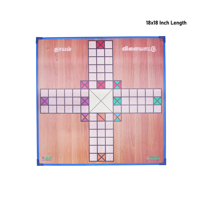 Thayam Game Board - 18 x 18 Inches | Pagade Game/ Chowka Bara Game/ Thayam Kattai With Thayam Board Game