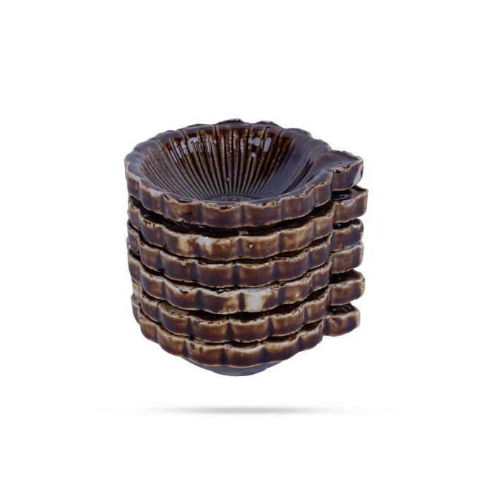 Agal Vilakku - 1.25 x 2.5 Inches | 6 Pcs/ Ceramic Diya/ Oil Lamp for Pooja & Karthigai Deepam