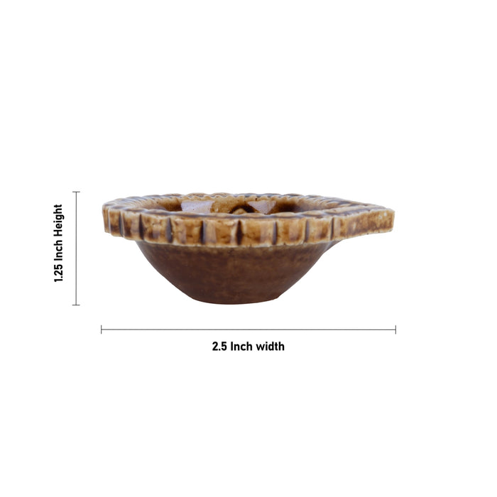 Agal Vilakku - 1.25 x 2.5 Inches | 6 Pcs/ Ceramic Diya/ Oil Lamp for Pooja & Karthigai Deepam