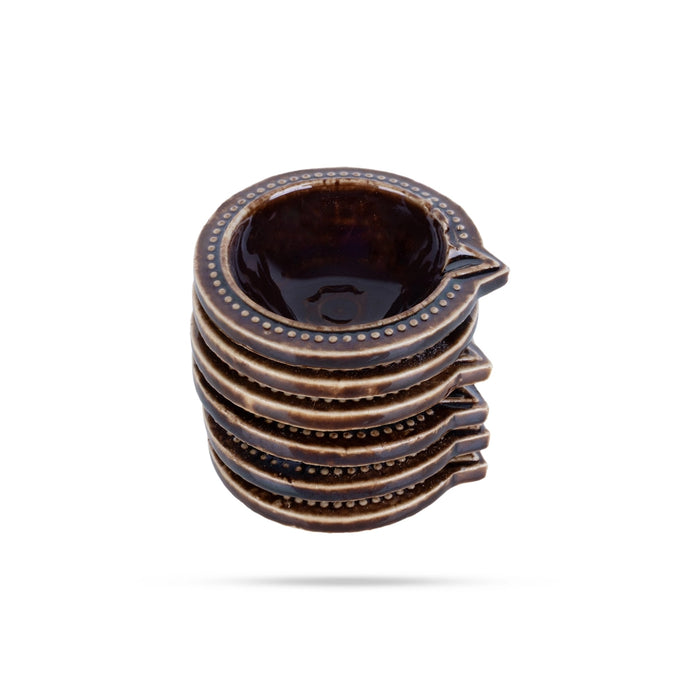 Agal Vilakku - 1.25 x 2.5 Inches | 6 Pcs/ Ceramic Diya/ Oil Lamp for Pooja & Karthigai Deepam