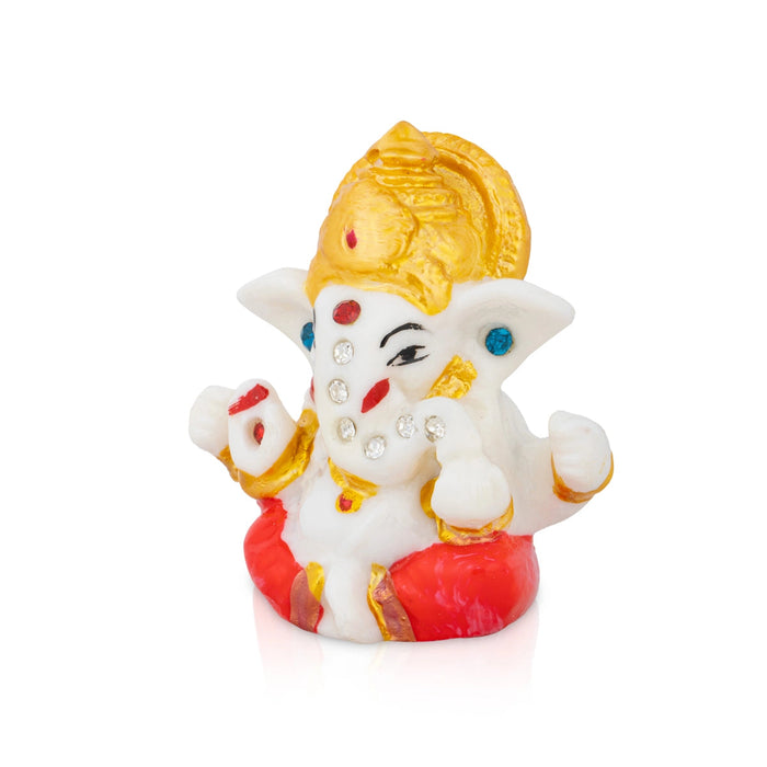 Ganesh Murti - 3 x 2.5 Inches | Sitting Ganpati Murti/ Resin Statue for Pooja