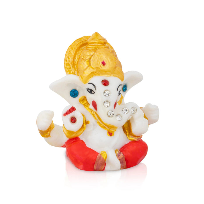 Ganesh Murti - 3 x 2.5 Inches | Sitting Ganpati Murti/ Resin Statue for Pooja