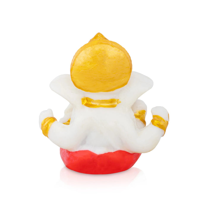 Ganesh Murti - 3 x 2.5 Inches | Sitting Ganpati Murti/ Resin Statue for Pooja