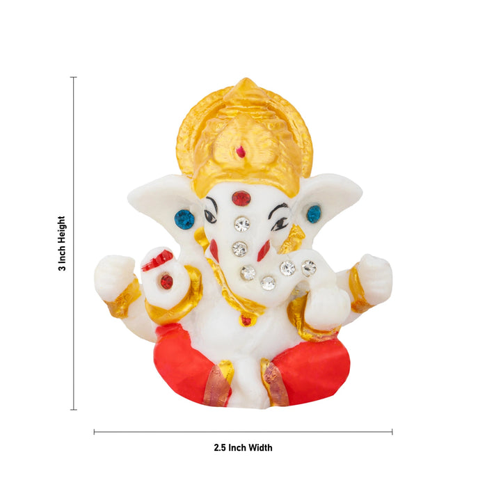 Ganesh Murti - 3 x 2.5 Inches | Sitting Ganpati Murti/ Resin Statue for Pooja