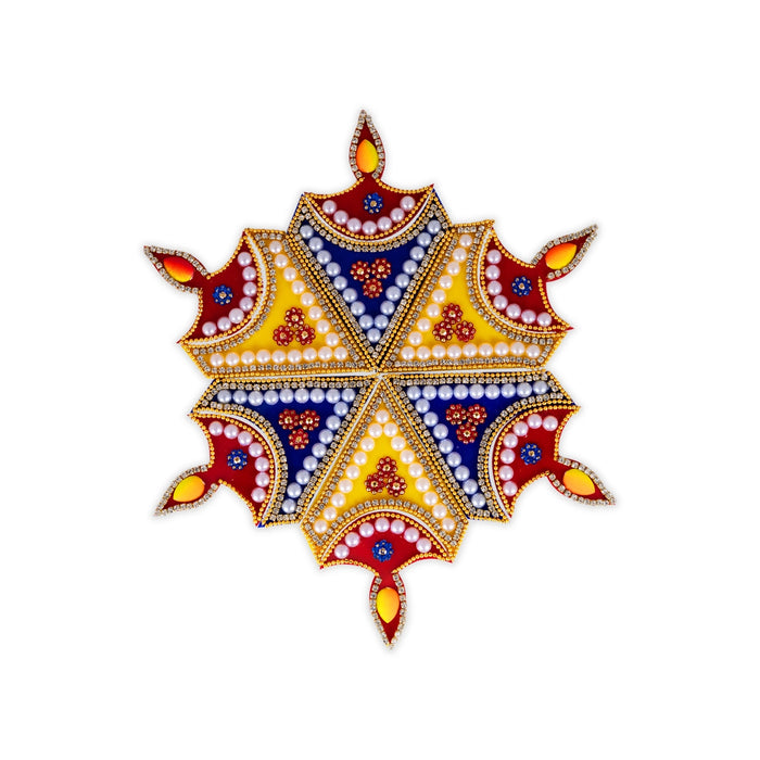 Rangoli Design | Diya Muggulu / Kundan Stone Kolam Design / Decorative Floor Rangoli