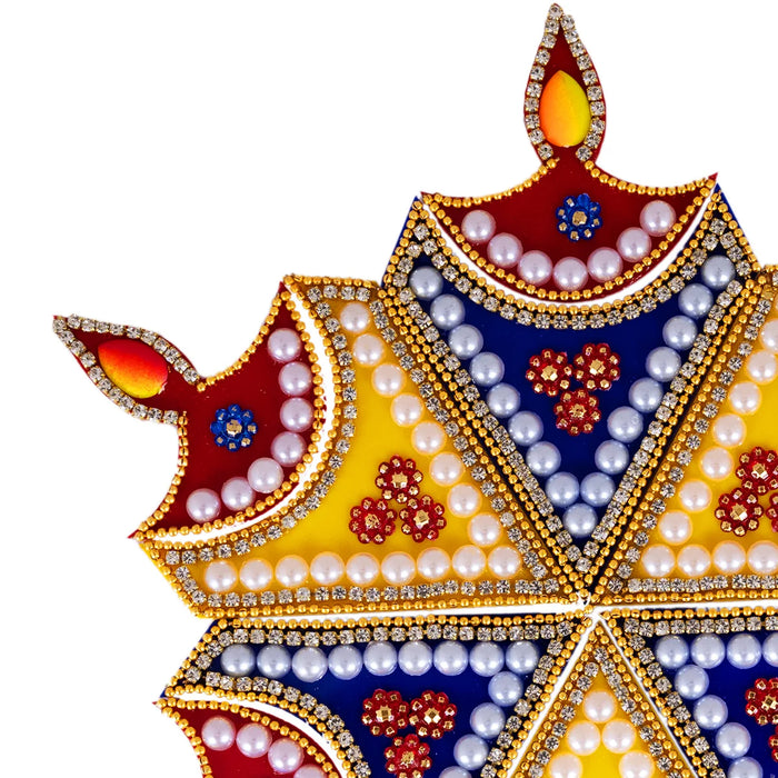 Rangoli Design | Diya Muggulu / Kundan Stone Kolam Design / Decorative Floor Rangoli