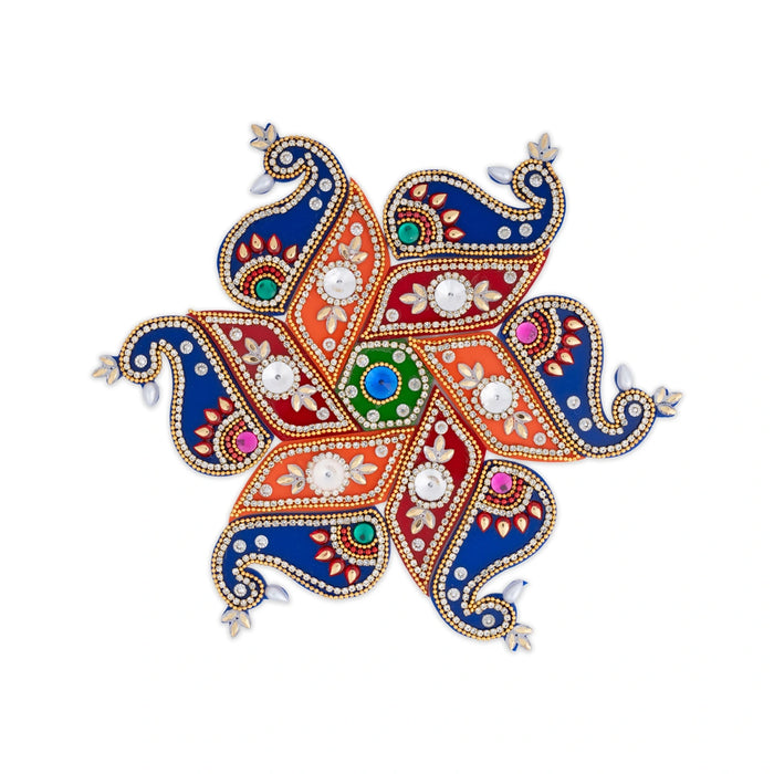 Rangoli Design | Peacock Design Muggulu/ Kundan Stone Kolam Design for Home Decor
