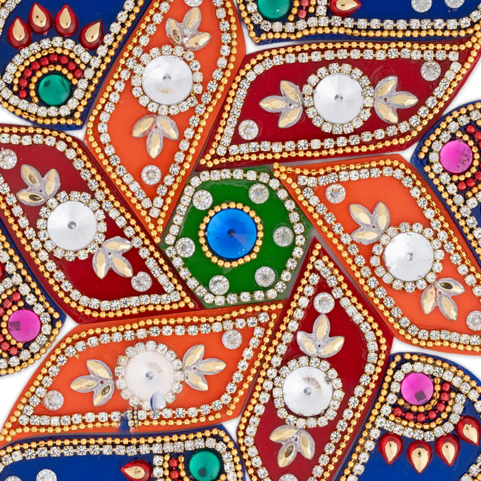 Rangoli Design | Peacock Design Muggulu/ Kundan Stone Kolam Design for Home Decor