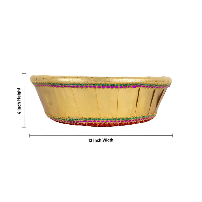 Decorative Tokri Basket With Net Cover- 4 X 13 Inches | Chocolate Gift Basket/ Gift Hamper Basket For Storage