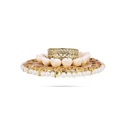 Diya Candle With Holder - 1.25 X 2 Inches | Pearl & Chozhi Design Holder/ Decorative Home & Festival Decor - Candles | Giri USA