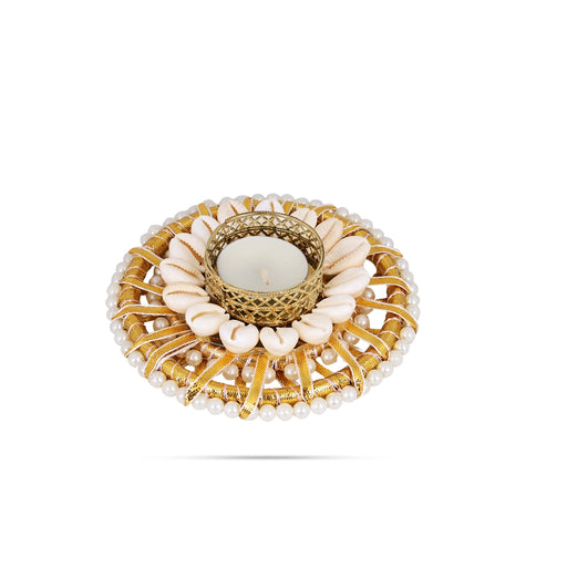 Diya Candle With Holder - 1.25 X 2 Inches | Pearl & Chozhi Design Holder/ Decorative Home & Festival Decor - Candles | Giri USA