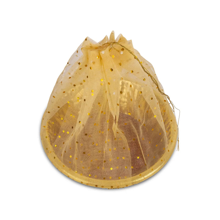 Decorative Tokri Basket With Net Cover- 3 X 10.5 Inches | Chocolate Gift Basket/ Gift Hamper Basket For Storage