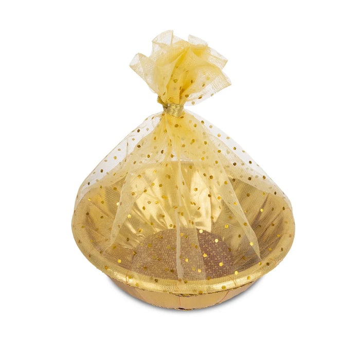 Decorative Tokri Basket With Net Cover- 3 X 7.25 Inches | Chocolate Gift Basket/ Gift Hamper Basket For Storage
