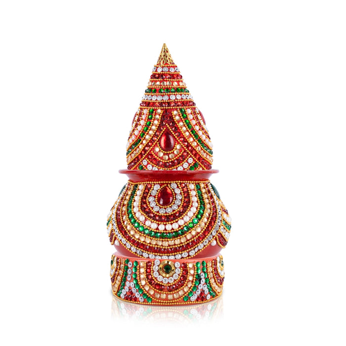 Decorated Lota And Coconut With Base Set - 9 x 4 Inches | Chombu & Holder/ Metal Kalash for Wedding