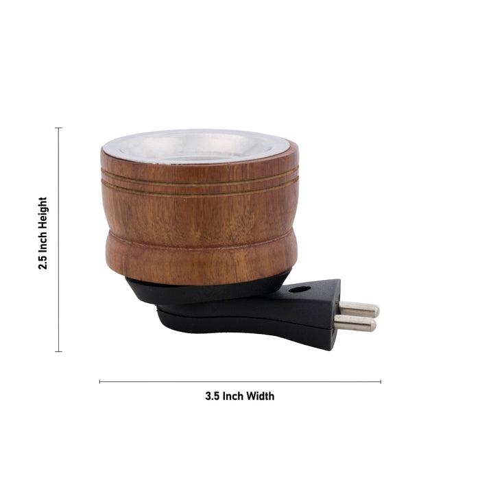Electric Kapoor Dhani - 2.5 x 3.5 Inches | Electric Camphor Diffuser/ Wooden Cup Camphor Burner for Home