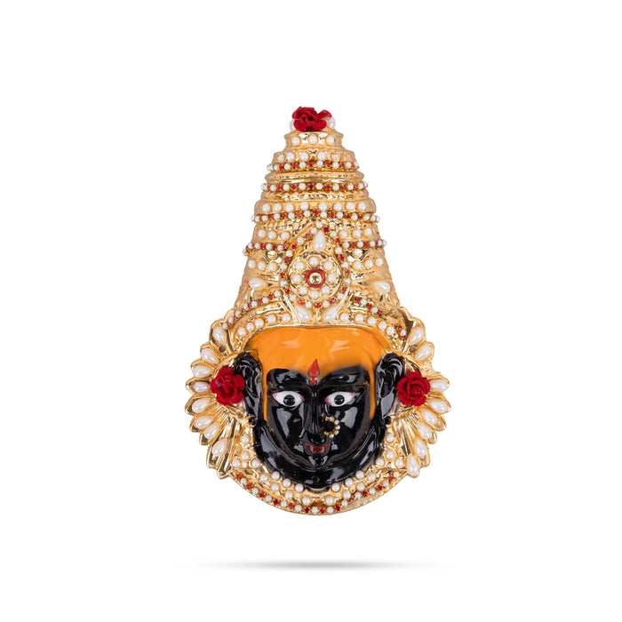 Lakshmi Devi Face - 7.5 x 5 Inches | Fiber Bhavani Amman Mugam/ Ammavari Face for Varalakshmi Decor