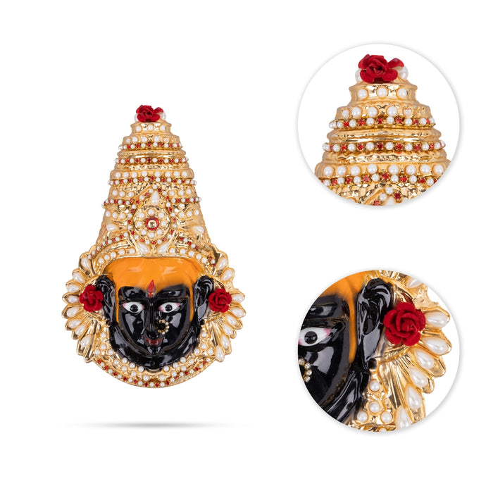 Lakshmi Devi Face - 7.5 x 5 Inches | Fiber Bhavani Amman Mugam/ Ammavari Face for Varalakshmi Decor