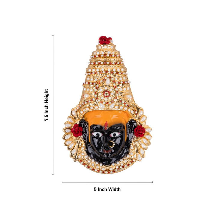 Lakshmi Devi Face - 7.5 x 5 Inches | Fiber Bhavani Amman Mugam/ Ammavari Face for Varalakshmi Decor