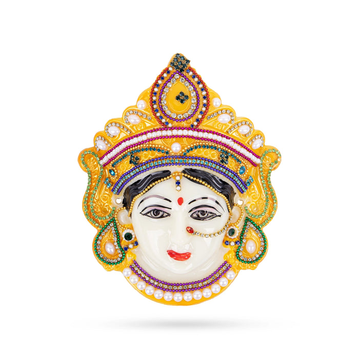 Devi Face - 6 x 4.5 Inches | Fiber Amman face / Decorative Ammavari Mugam for Varalakshmi Decor