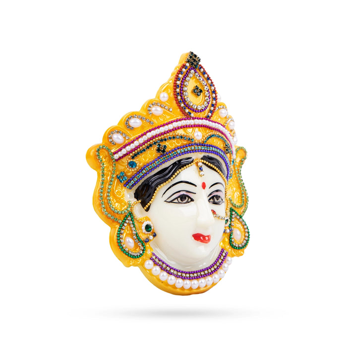 Devi Face - 6 x 4.5 Inches | Fiber Amman face / Decorative Ammavari Mugam for Varalakshmi Decor