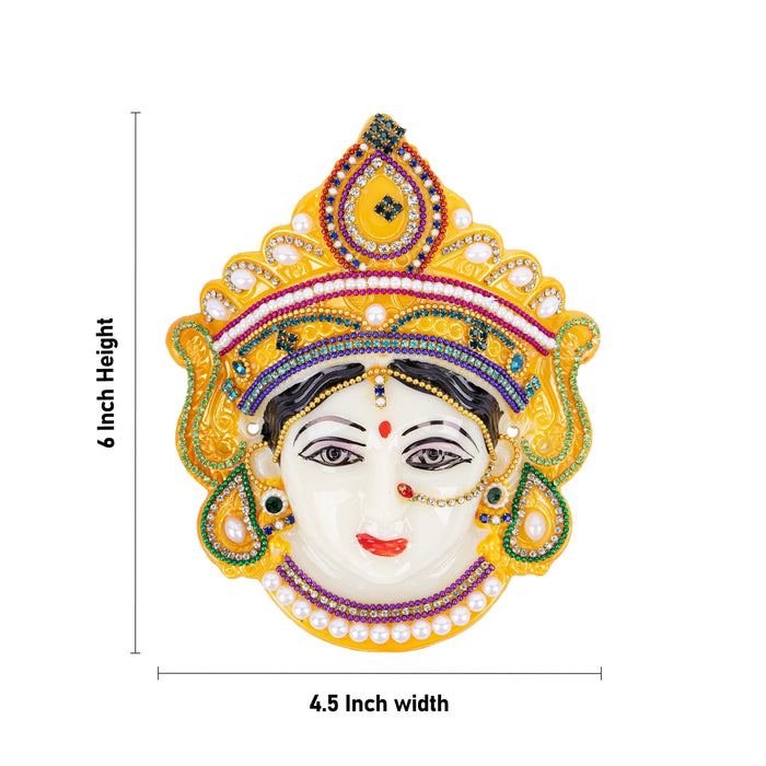 Devi Face - 6 x 4.5 Inches | Fiber Amman face / Decorative Ammavari Mugam for Varalakshmi Decor