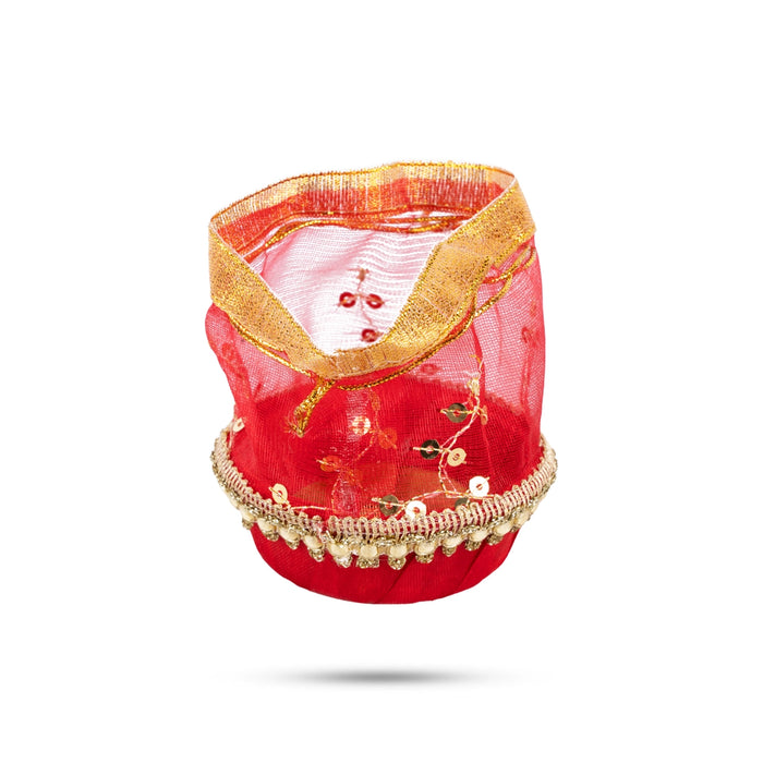 Decorative Tokri Basket With Net Cover - 1 x 3 Inches | Gift Hamper Basket/ Chocolate Gift Basket For Storage