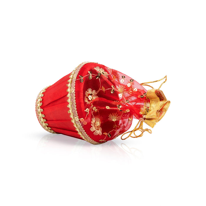 Decorative Tokri Basket With Net Cover - 3.5 x 4 Inches | Gift Hamper Basket/Chocolate Gift Basket For Storage