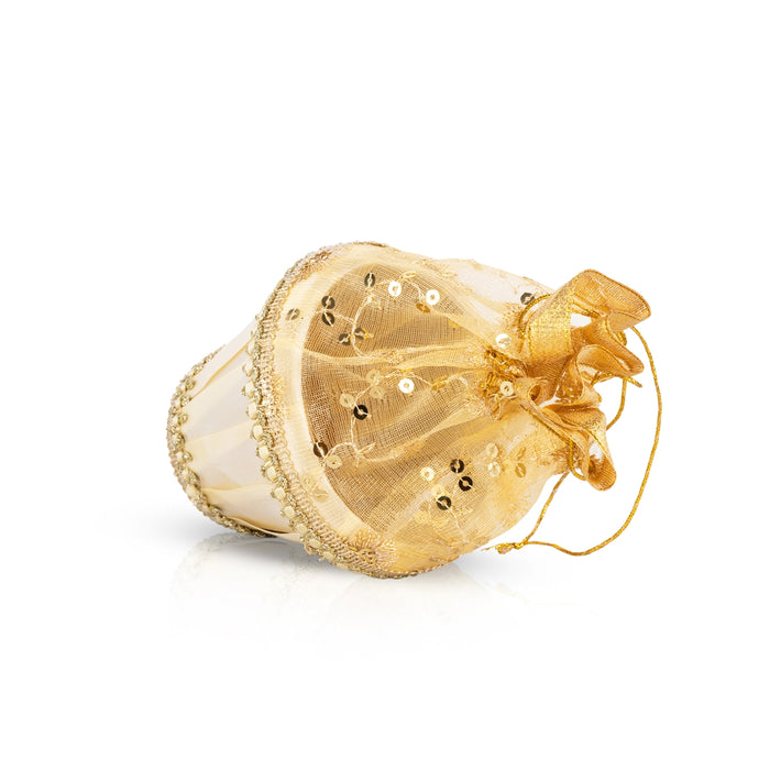 Decorative Tokri Basket With Net Cover - 3.5 x 4 Inches | Gift Hamper Basket/Chocolate Gift Basket For Storage