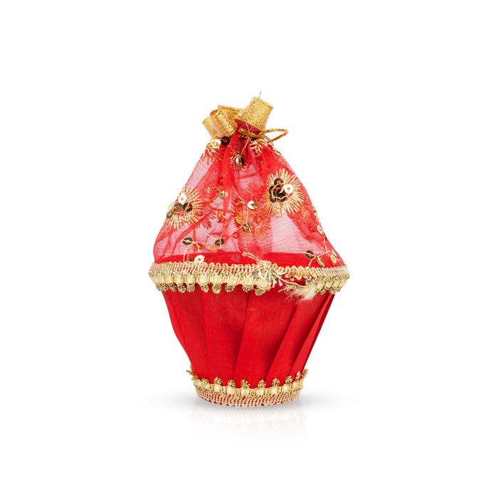 Decorative Tokri Basket With Net Cover- 2.75 x 3.5 Inches | Gift Hamper Basket/Chocolate Gift Basket For Storage