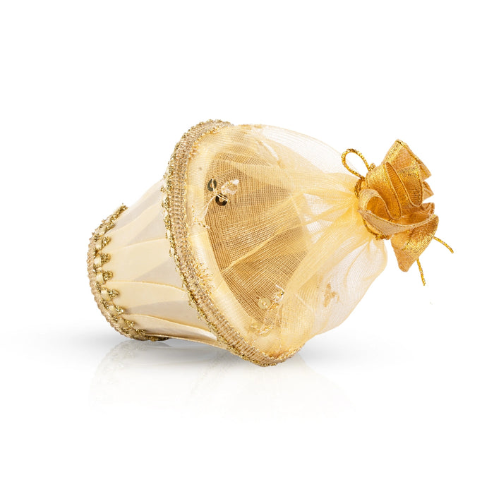 Decorative Tokri Basket With Net Cover- 2.75 x 3.5 Inches | Gift Hamper Basket/Chocolate Gift Basket For Storage